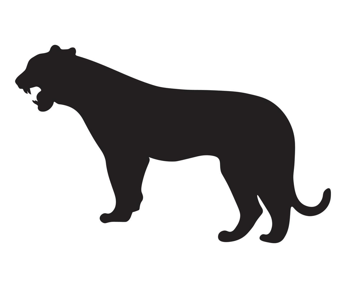 silhouette of a snarling tiger vector