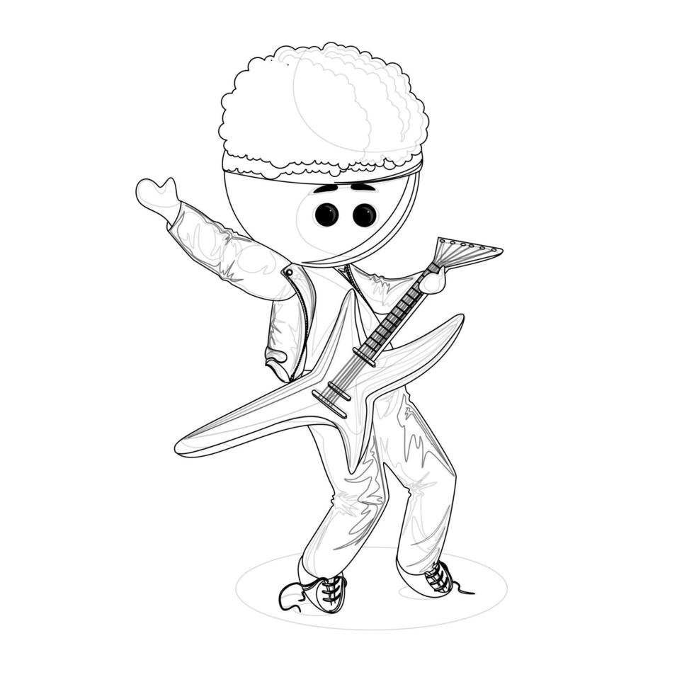 Vector image of a stylized man with an electric guitar in a leather jacket