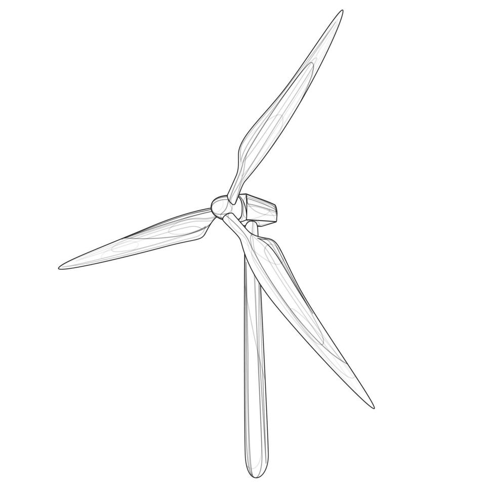 Vector image of an alternative energy source in the form of a windmill in lines