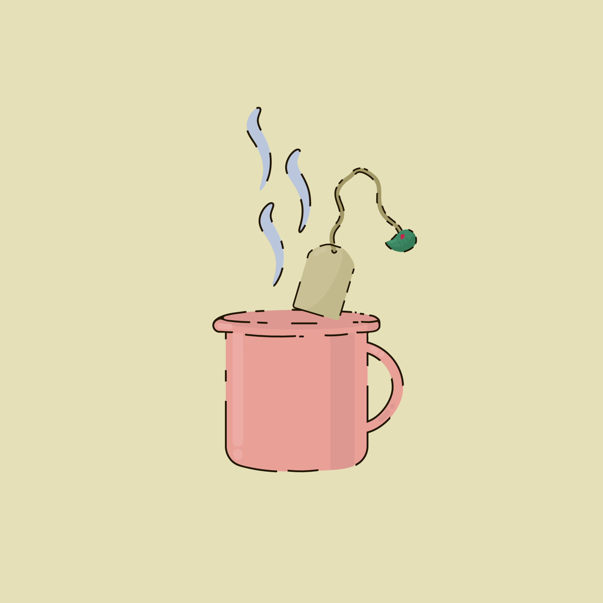 Illustration of a cup of tea. A mug of tea, tea time. A cozy drawing drawn  in the style of doodles for design. Vector illustration 3782201 Vector Art  at Vecteezy