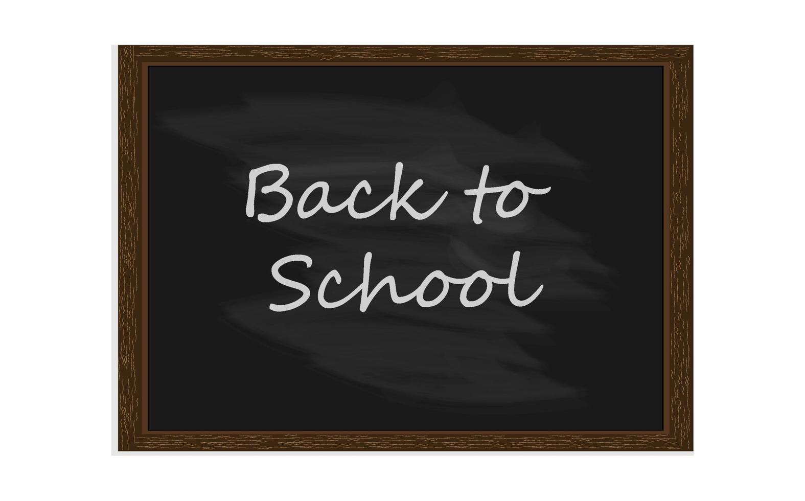 Blackboard background in a wooden frame.Back to school with scratches on a black chalkboard. Vector illustration