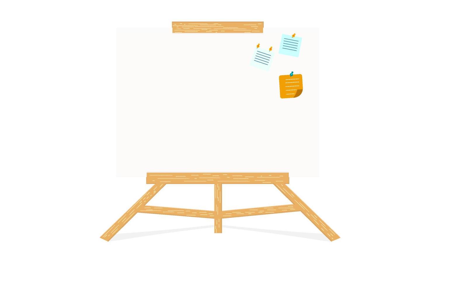 Wooden Light Brown Easel Blank Blank Canvas Isolated On Background. Vector illustration