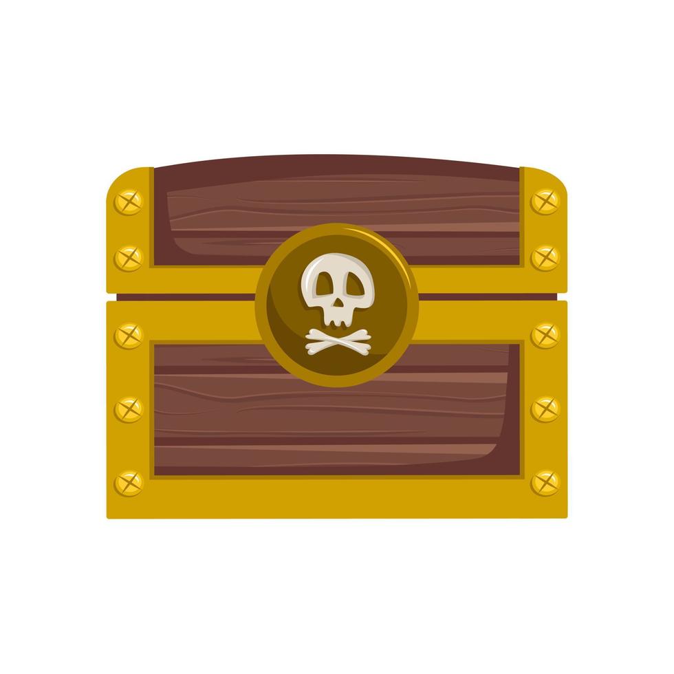 cofre del tesoro pirata con monedas de oro. icono para juegos y diseño infantil vector
