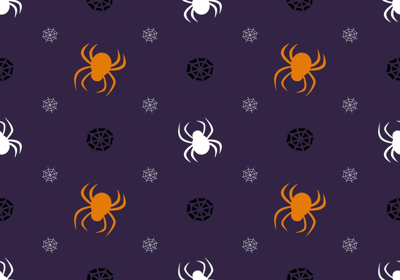 patrón sin fisuras con arañas y web. decoración de fiesta de halloween. Fondo festivo para papel, textil, vacaciones y diseño. vector