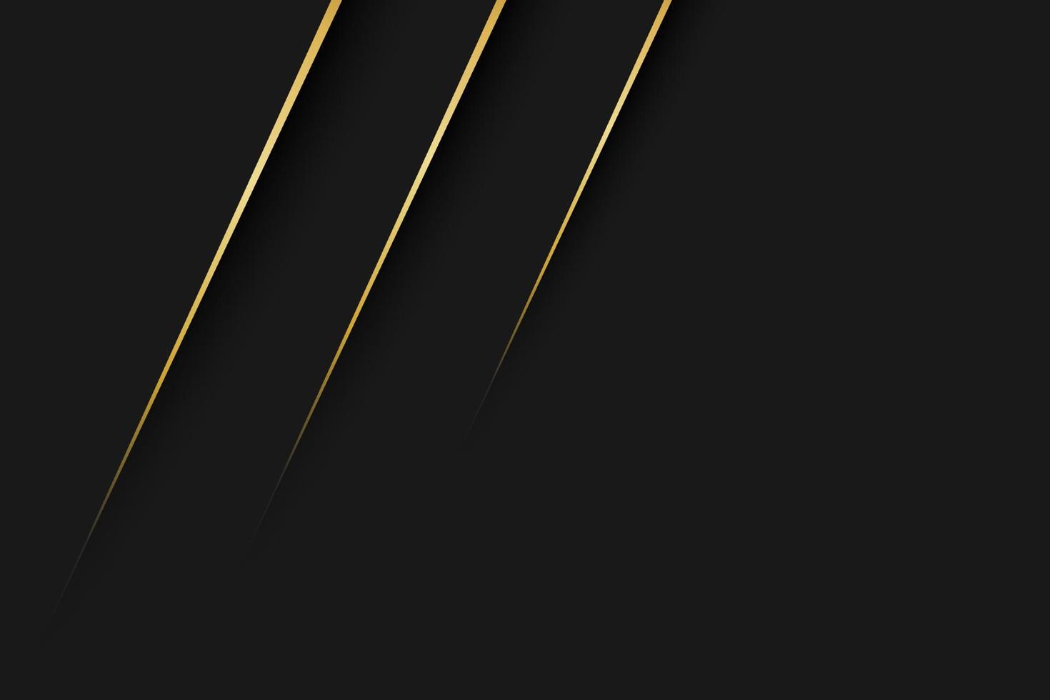 Black abstract modern background with gold lines. Dark corporate design with blank place for your text. Modern vector illustration
