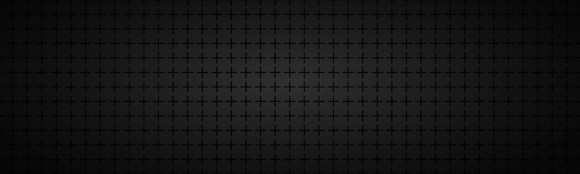 Black abstract header. Vector metal pattern. Simply mosaic banner with evenly stacked crosses