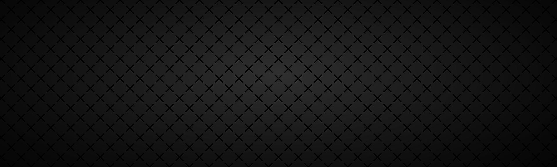 Black abstract header. Vector metal pattern. Simply mosaic banner with evenly stacked crosses
