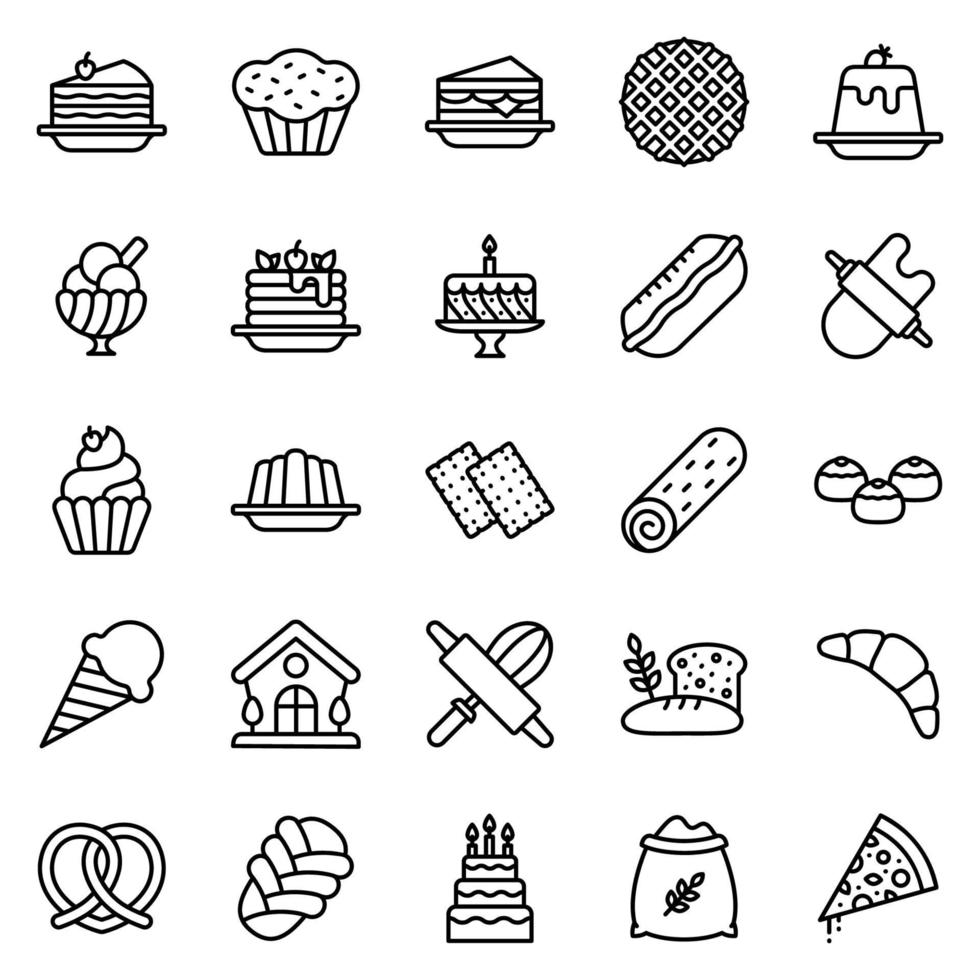 conjunto de iconos de panadería - ilustración vectorial. vector