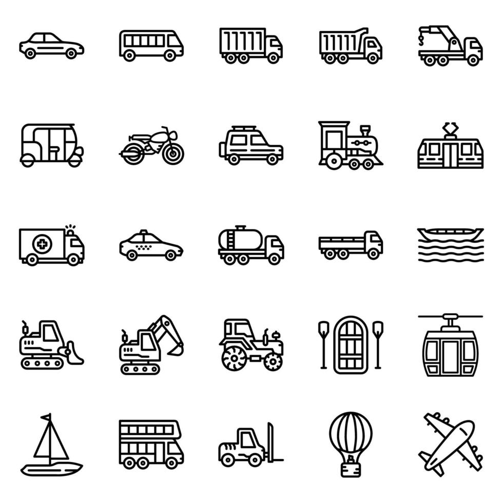 Vehicle icon set - vector illustration .