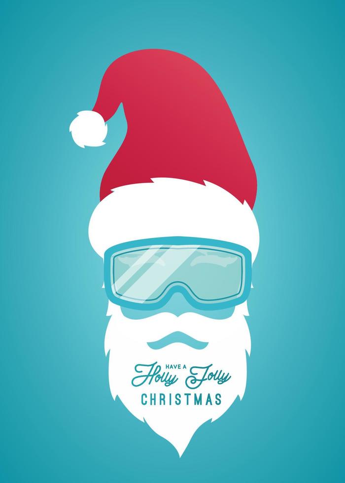 Santa Claus in a red hat and a snowboard mask. vector
