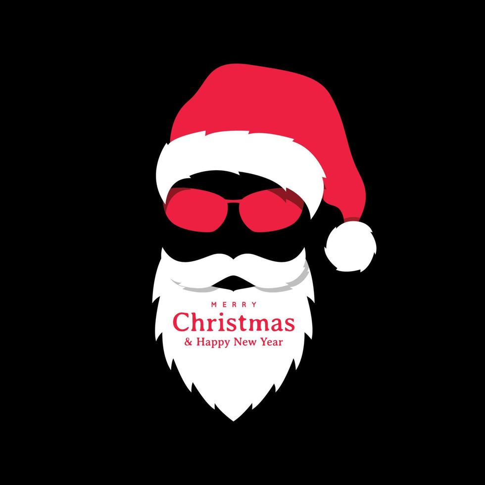 santa claus con sombrero rojo y gafas de sol. vector