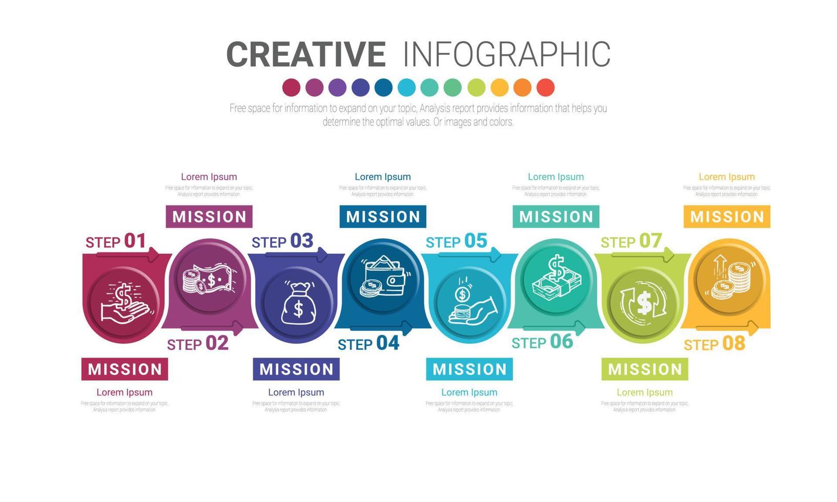 Infographic design template with numbers 8 option vector