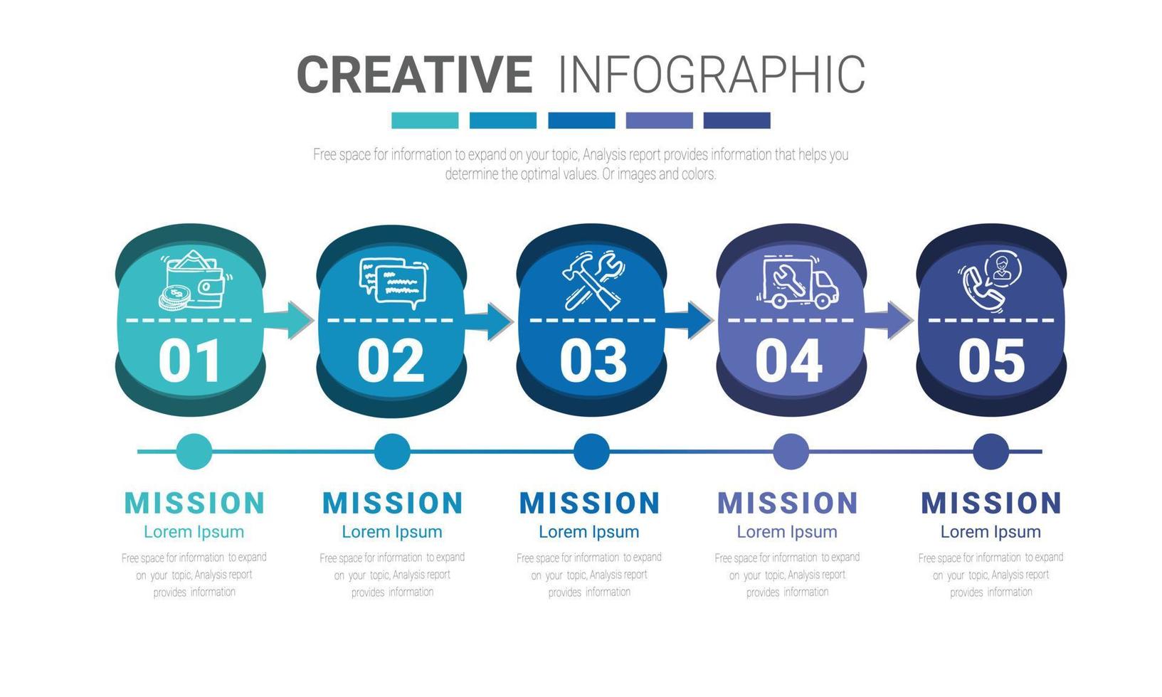 Infographic design template with numbers 5 option vector