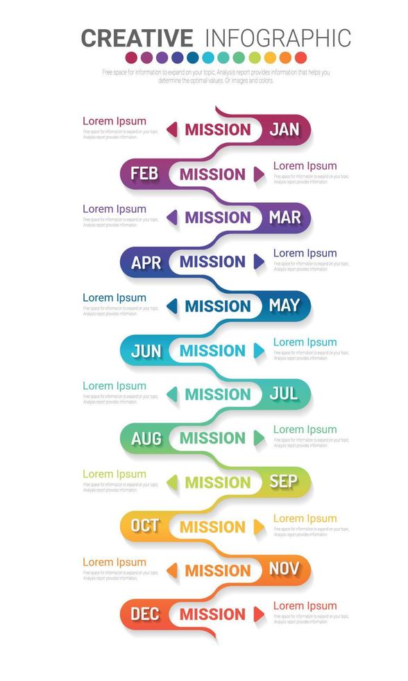 Timeline business for 12 months vector