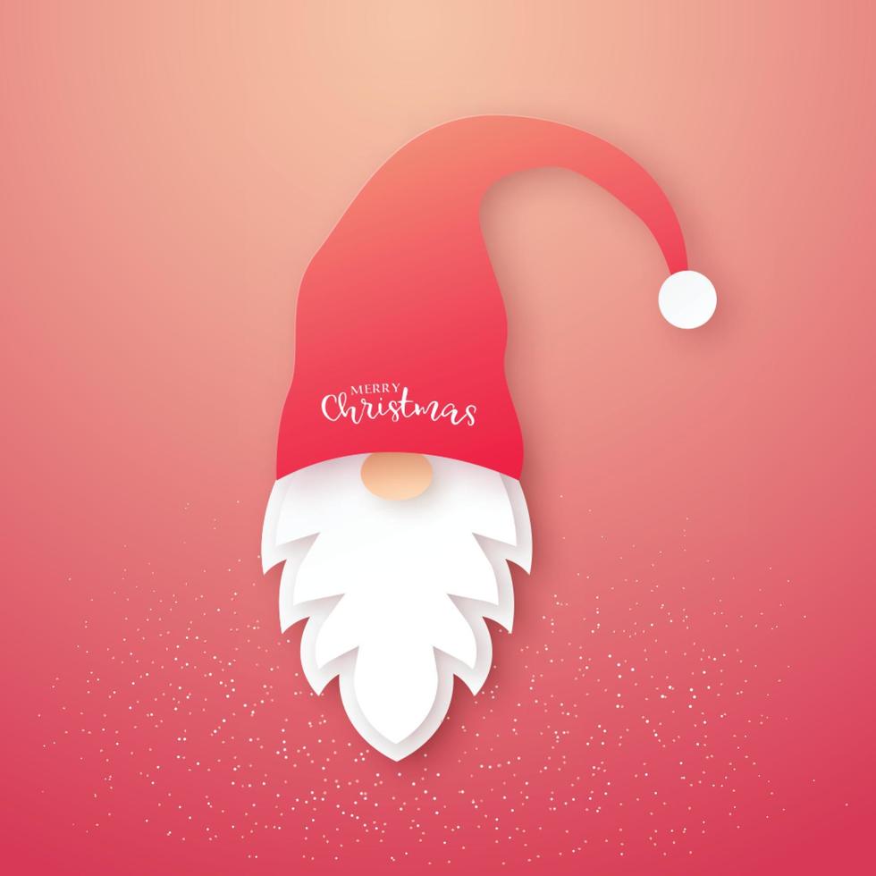 Head of the Scandinavian Gnome in red hat. vector