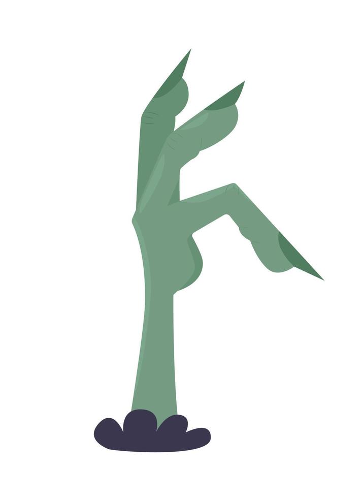 Zombie hand reaching from ground semi flat color vector item