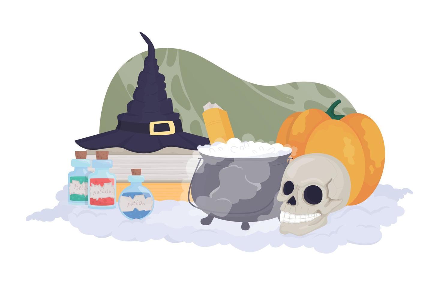 Halloween witch decor 2D vector isolated illustration