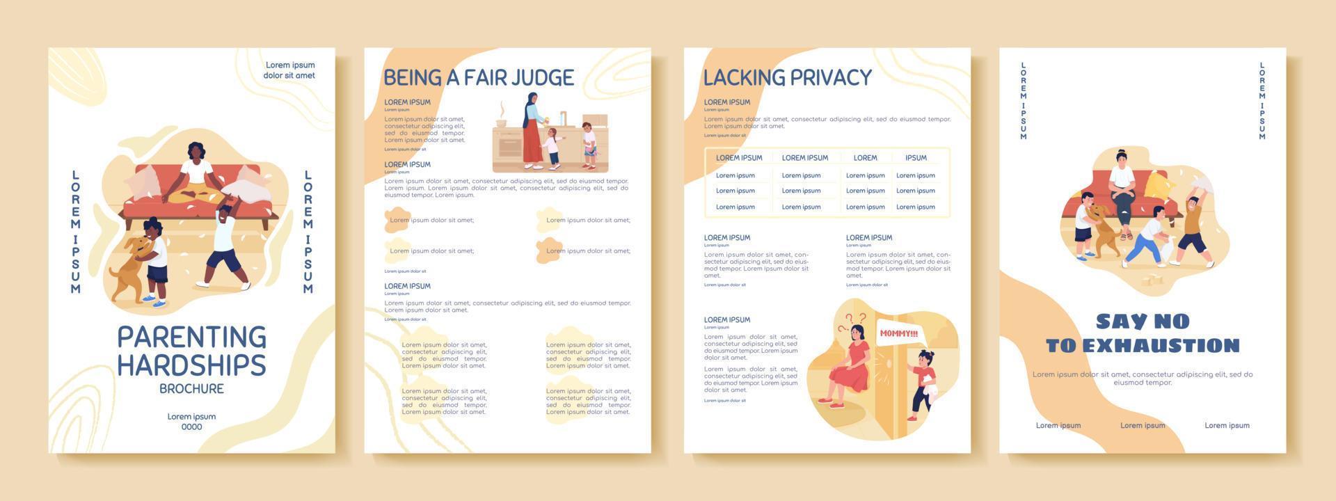 Parenting hardship flat vector brochure template