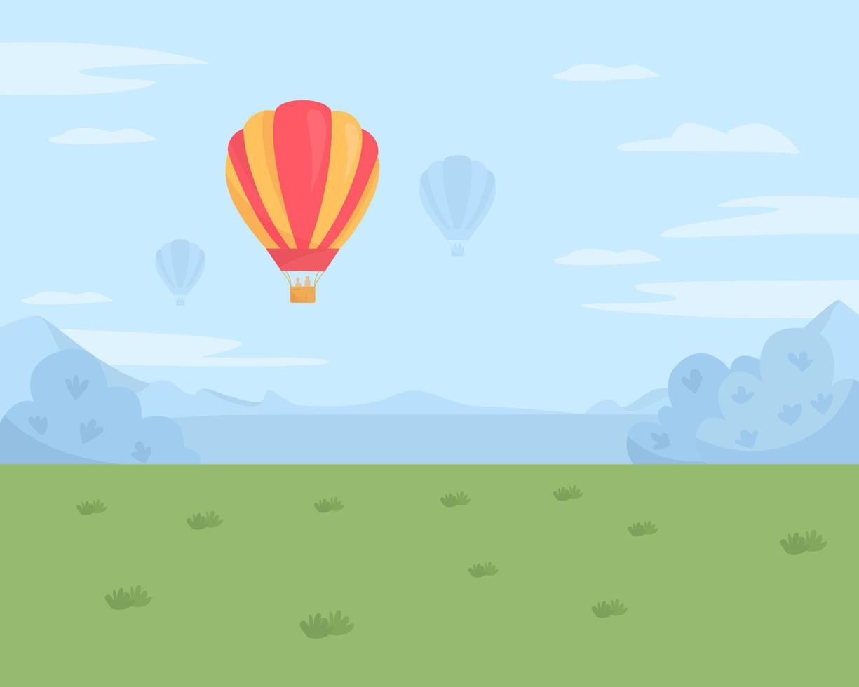 Hot air balloon festival flat color vector illustration