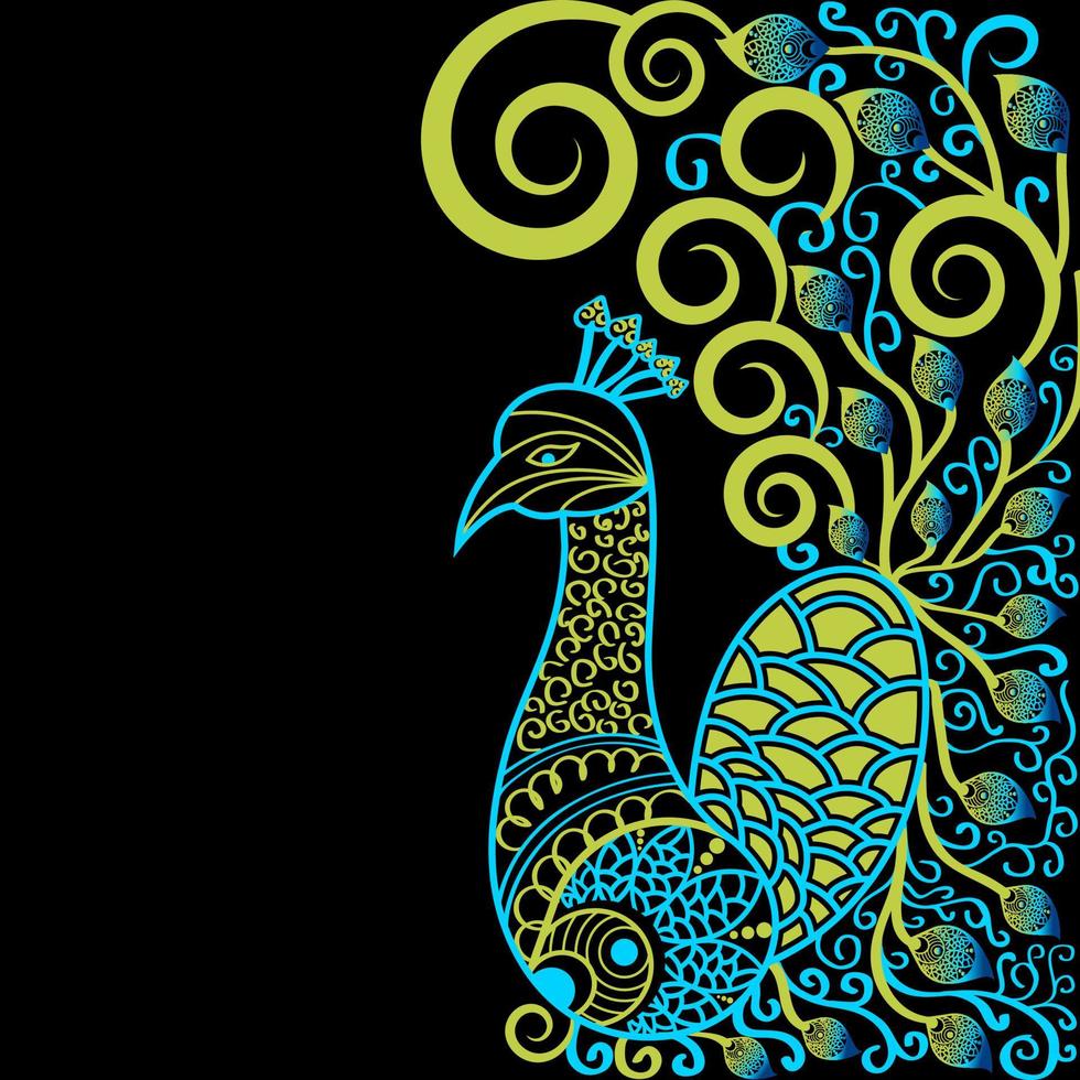 Artistic mandala peacock animal design vector