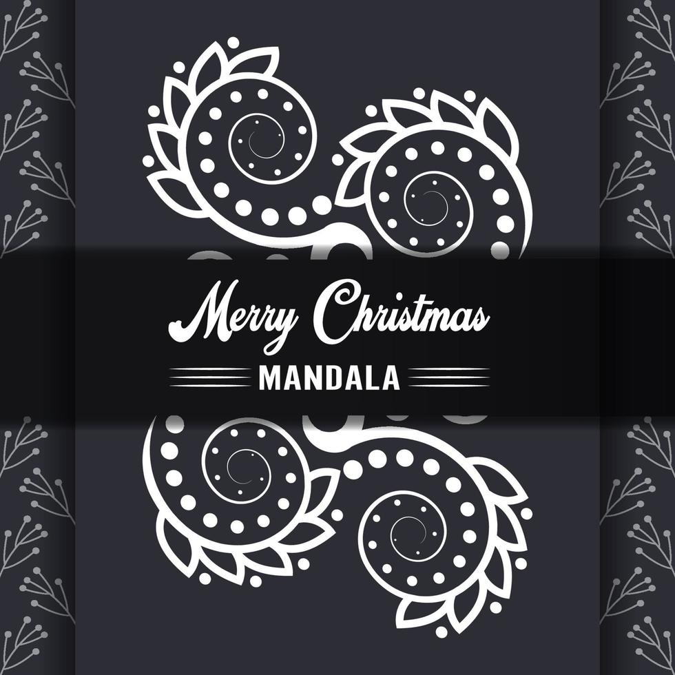 Merry Christmas mandala background with ornamental greetings and happy new year abstract design vector