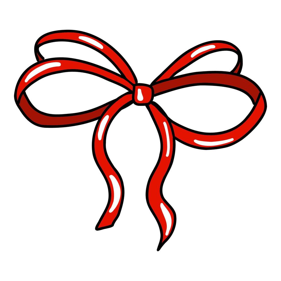 Beautiful satin bow, doodle style vector element