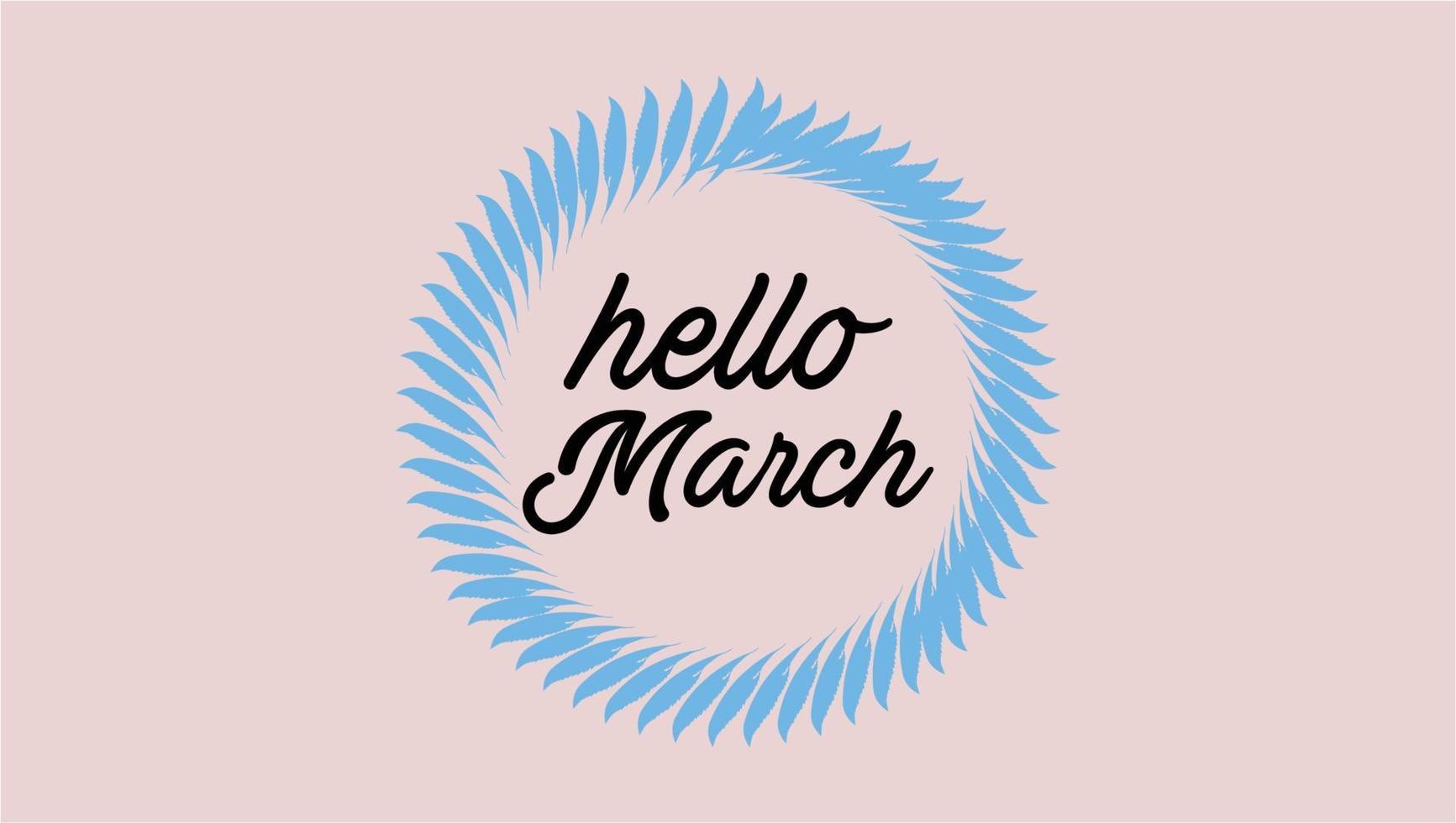 Hello March Month Hand Lettering png With Flowers vector