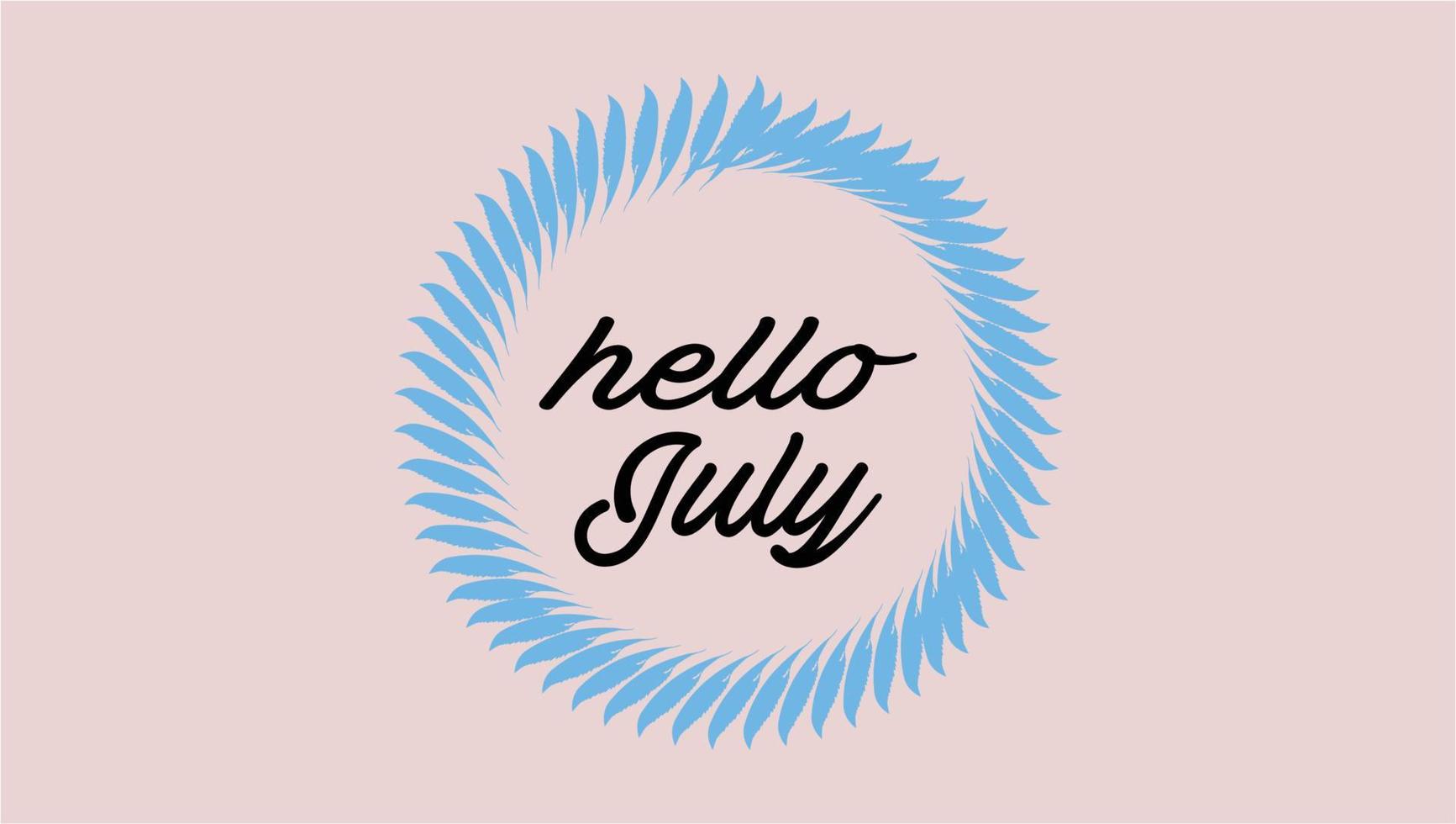 Hello July Month Hand Lettering png With Flowers vector