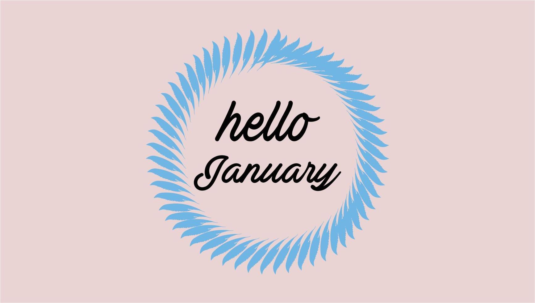 Hello January Month Hand Lettering png With Flowers vector