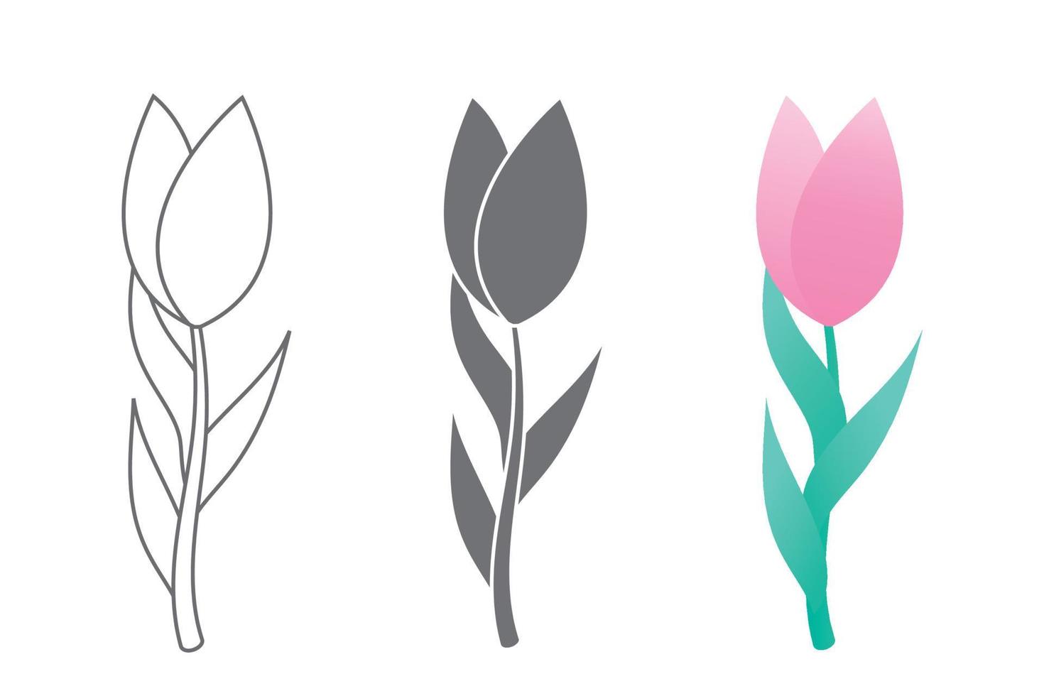 Vector line art set of tulips, spring flowers. Tulip flower. Tulip