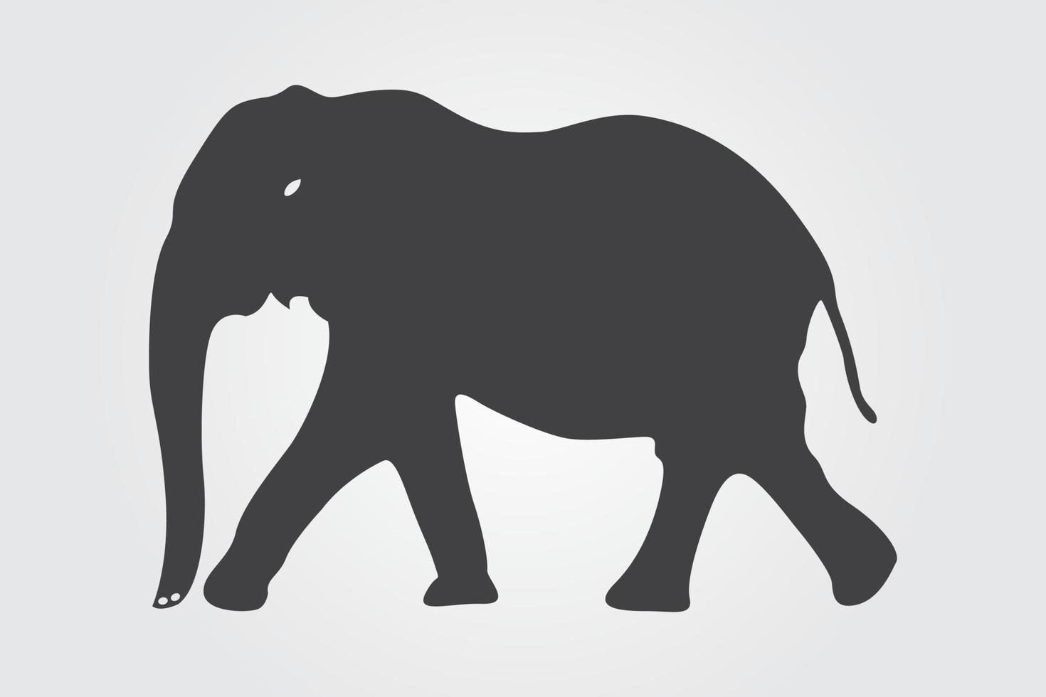 Ilustración de vector de silueta de elefante aislado sobre fondo blanco