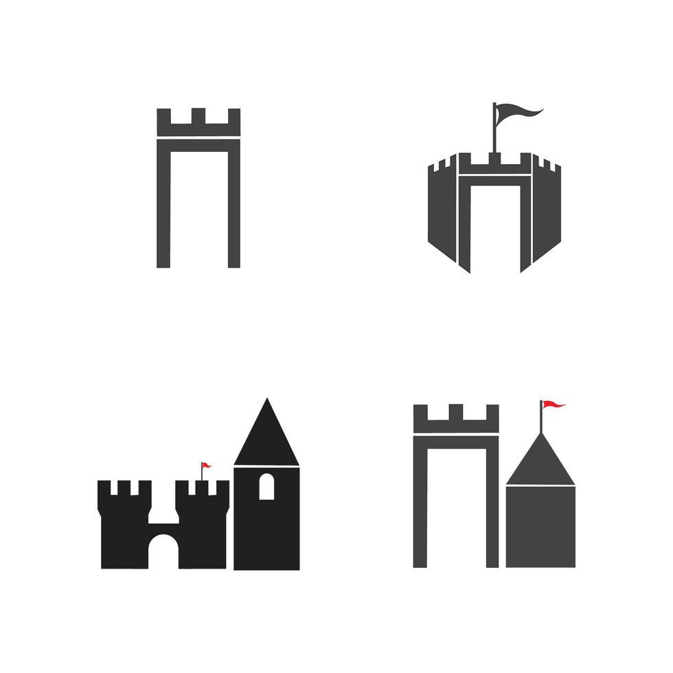 diseño de plantilla de logotipo de icono de ilustración de vector de castillo