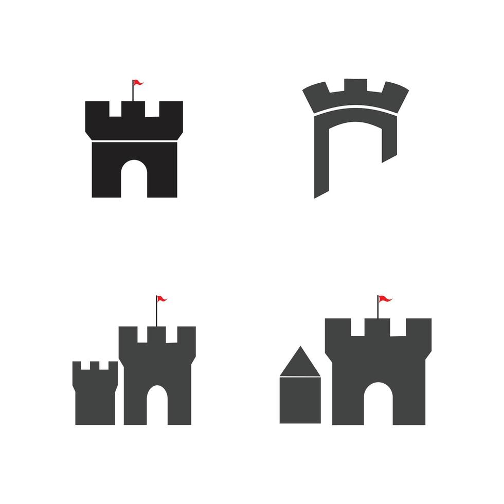 diseño de plantilla de logotipo de icono de ilustración de vector de castillo