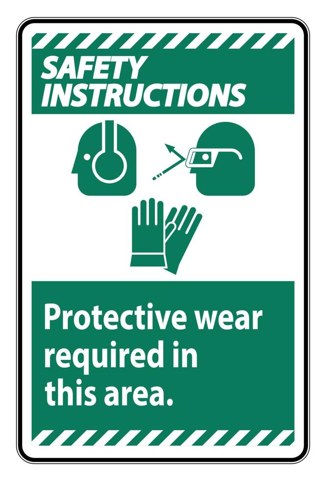 Señal de instrucciones de seguridad Use equipo de protección en esta área con símbolos de ppe vector