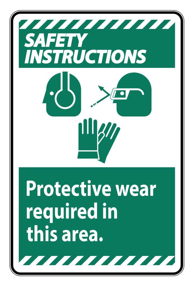 Safety Instructions Sign Wear Protective Equipment In This Area With PPE Symbols vector