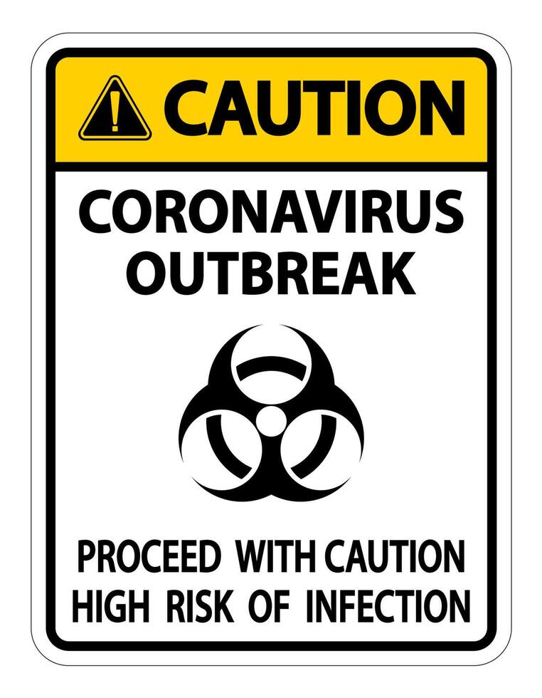 signo de brote de coronavirus de precaución aislar sobre fondo blanco, ilustración vectorial vector