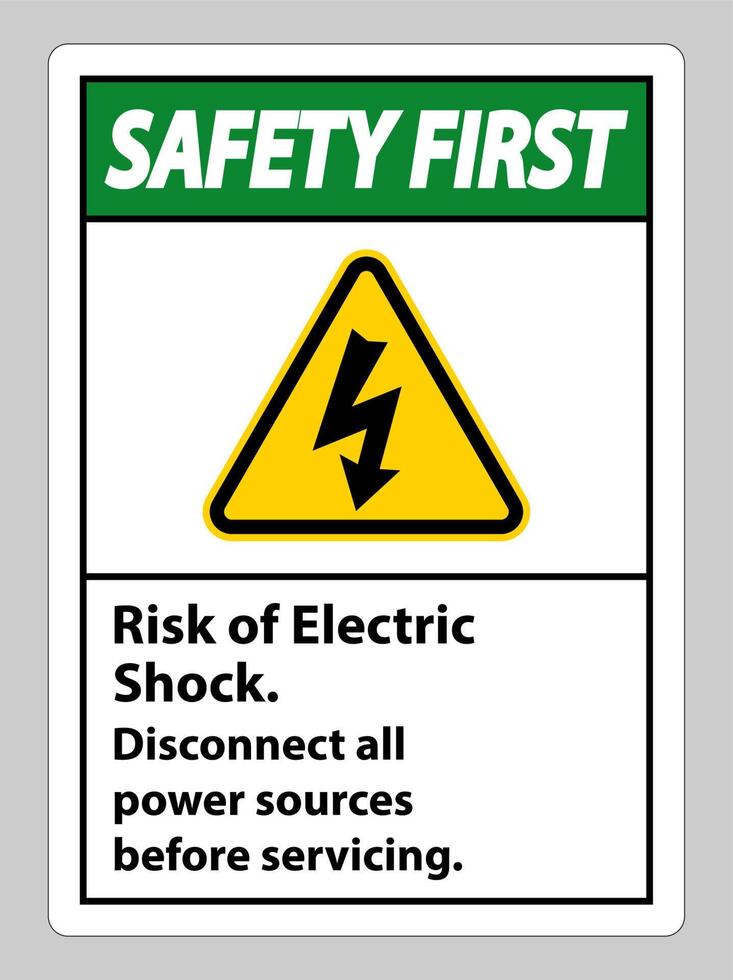 Safety first Risk of electric shock Symbol Sign Isolate on White Background vector