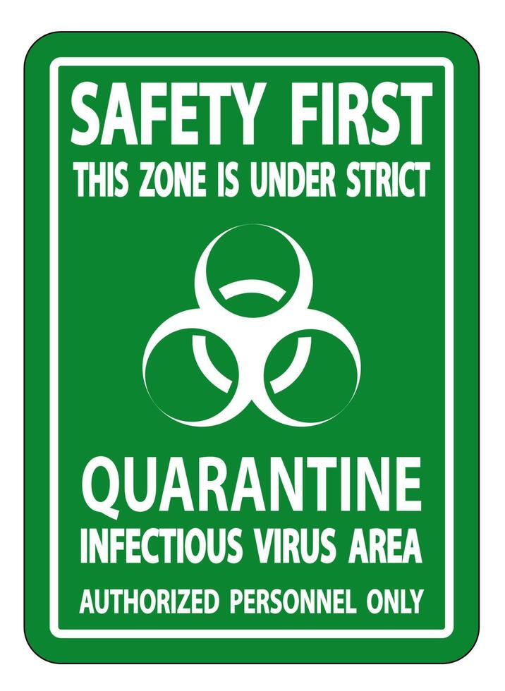 Safety First Quarantine Infectious Virus Area Sign Isolate On White Background,Vector Illustration EPS.10 vector