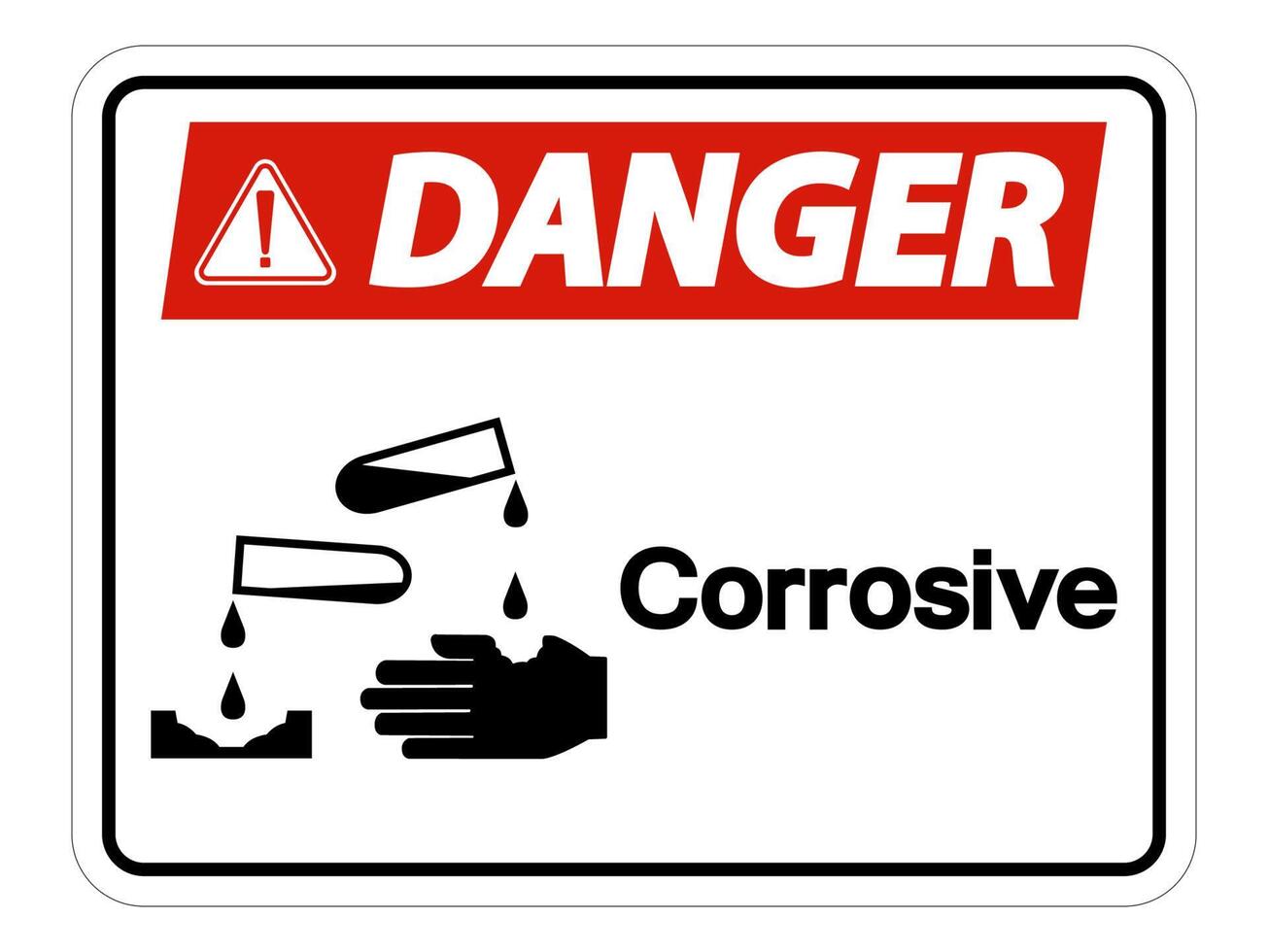 Danger Corrosive Symbol Sign on white background vector