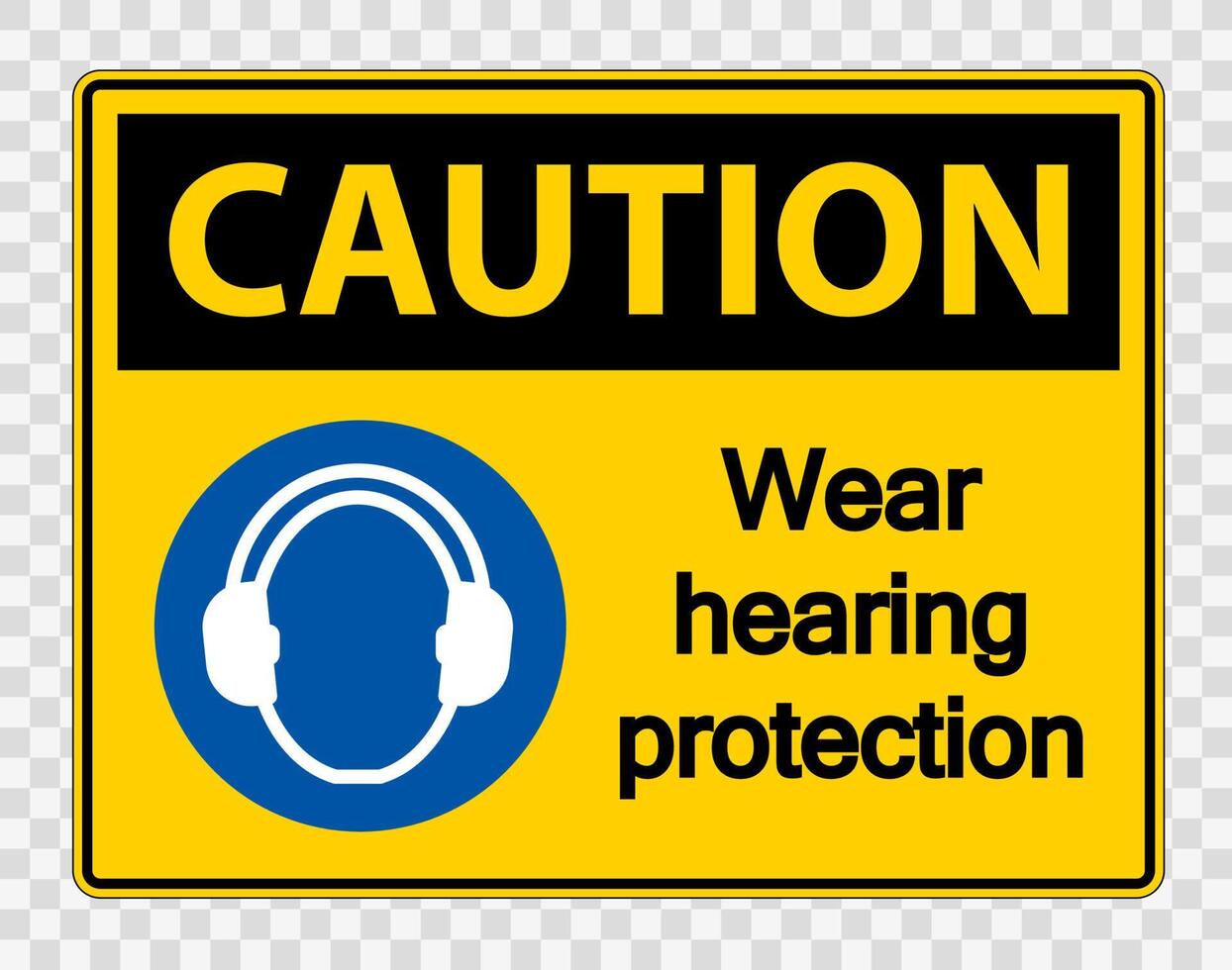 Caution Wear hearing protection on transparent background vector