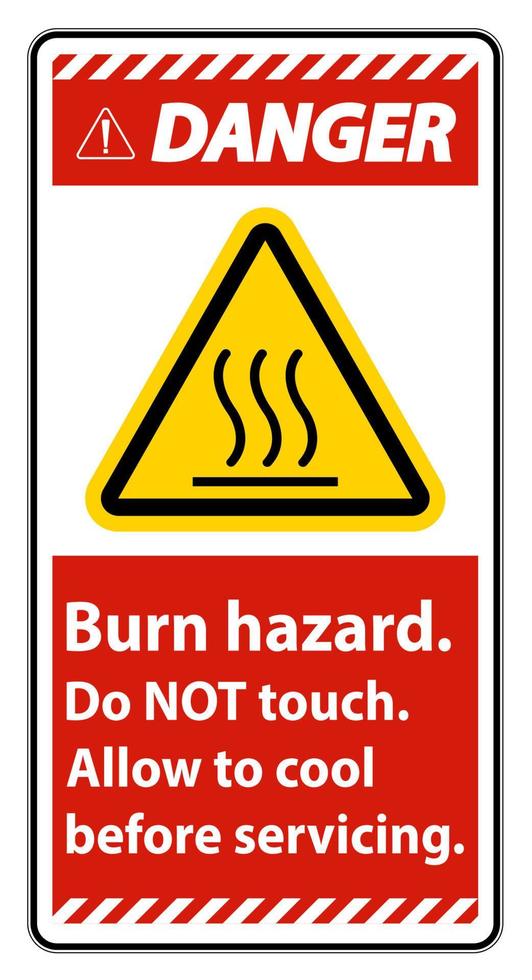 Danger Burn hazard safety,Do not touch label Sign on white background vector