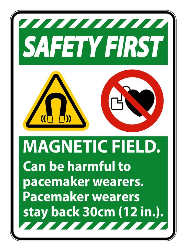 Safety First Magnetic field can be harmful to pacemaker wearers.pacemaker wearers.stay back 30cm vector