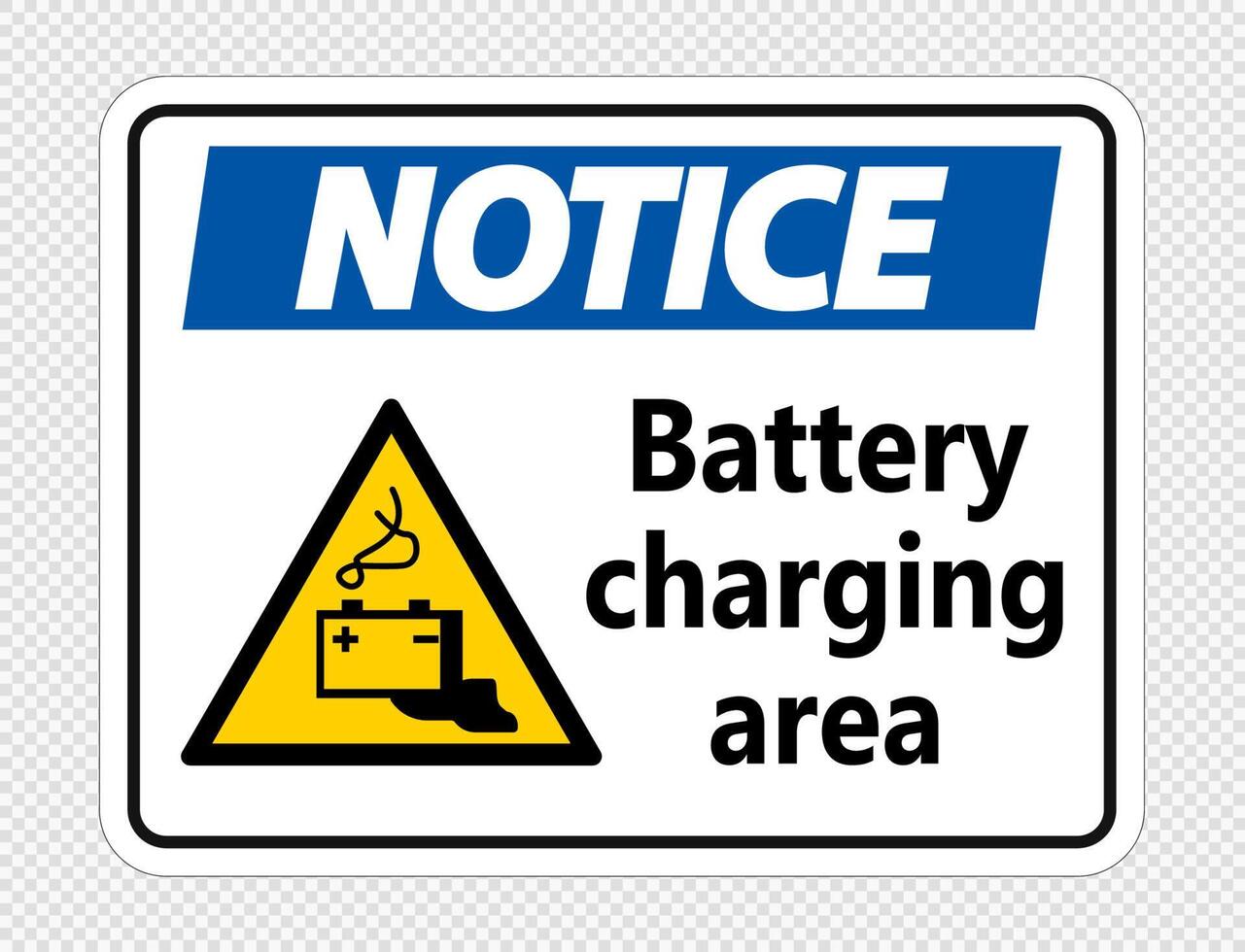 Notice battery charging area Sign on transparent background vector