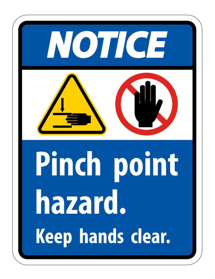 Notice Pinch Point Hazard,Keep Hands Clear Symbol Sign Isolate on White Background,Vector Illustration vector