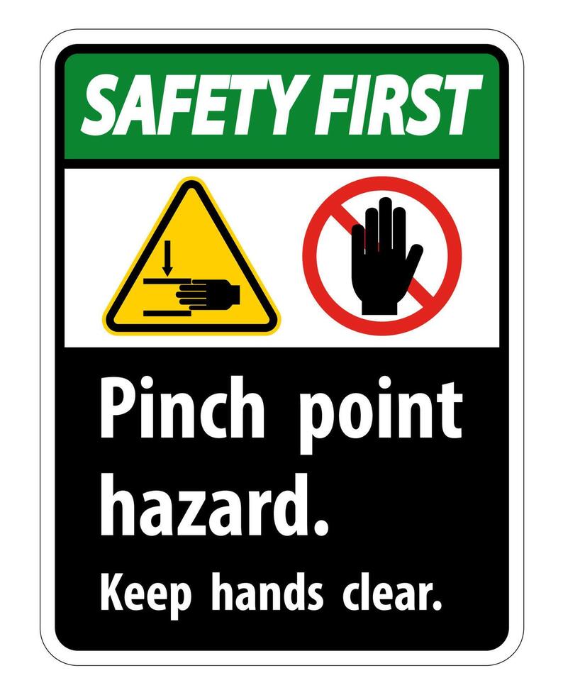 Safety First Pinch Point Hazard,Keep Hands Clear Symbol Sign Isolate on White Background,Vector Illustration vector