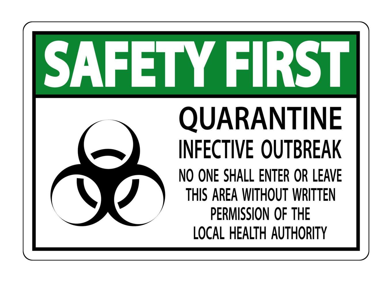 Safety First Quarantine Infective Outbreak Sign Isolate on transparent Background,Vector Illustration vector