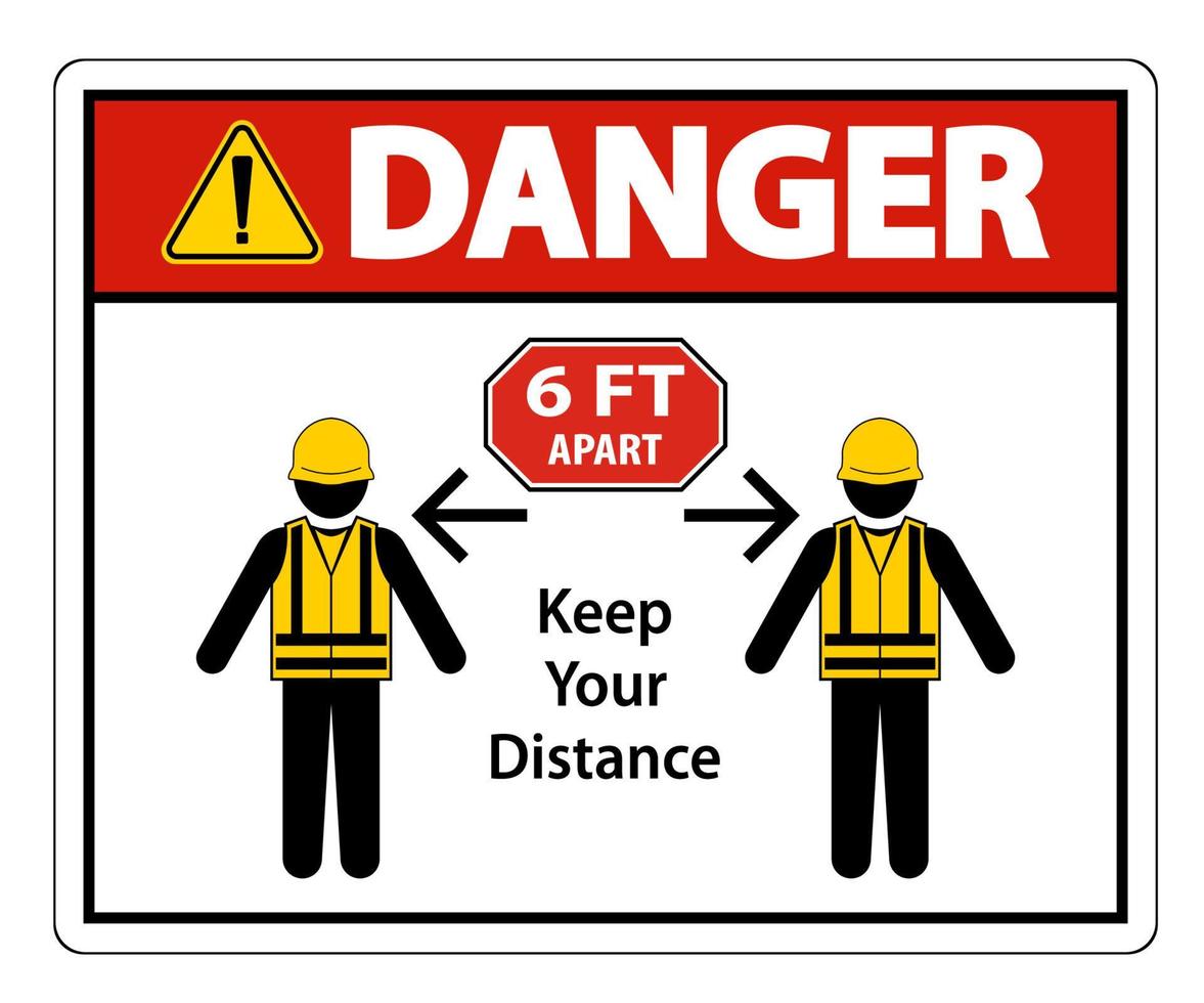 Danger Social Distancing Construction Sign Isolate On White Background,Vector Illustration EPS.10 vector