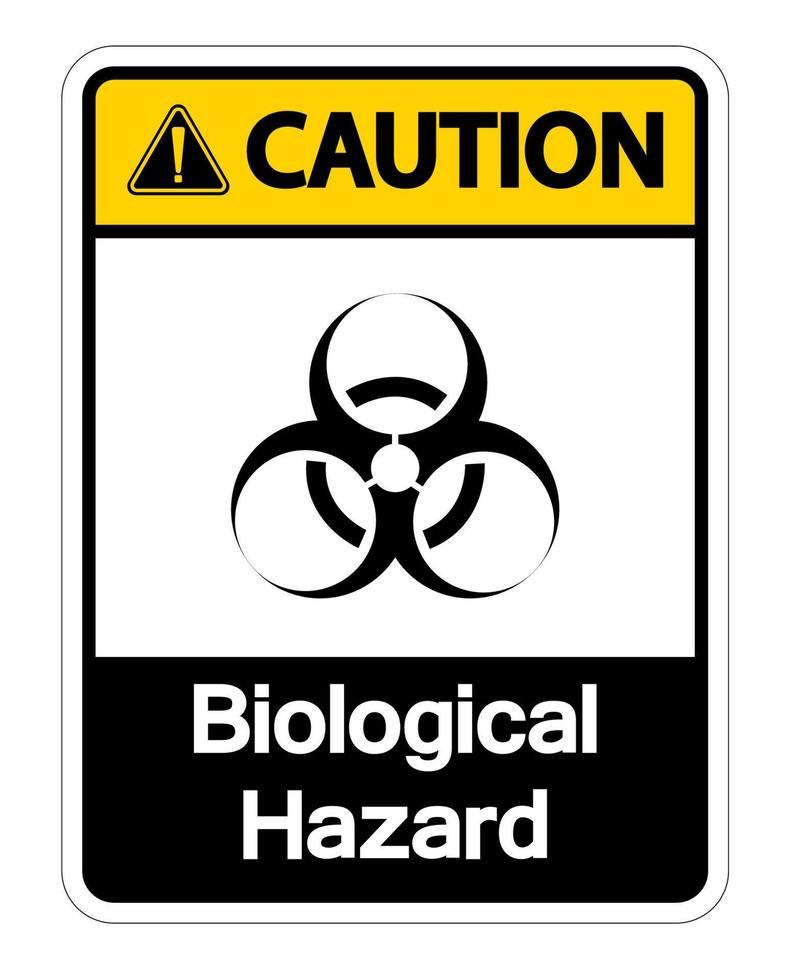 Precaución signo símbolo de peligro biológico sobre fondo blanco. vector