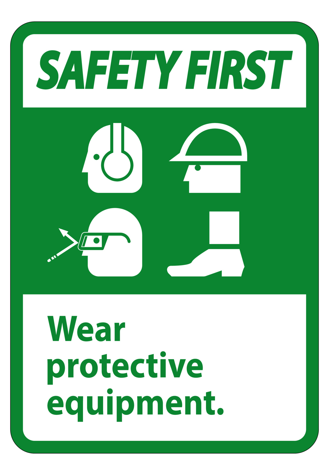safety-first-sign-wear-protective-equipment-with-ppe-symbols-on-white