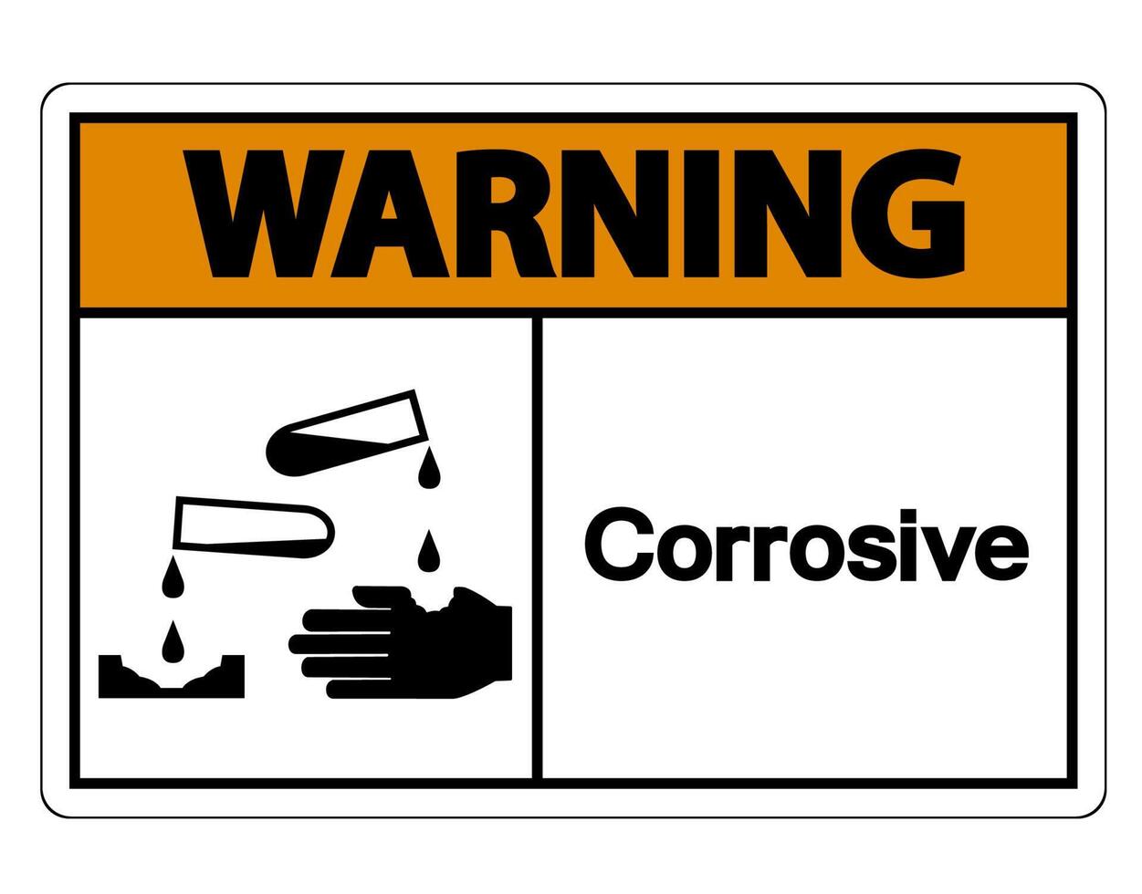 Warning Corrosive Symbol Sign on white background vector